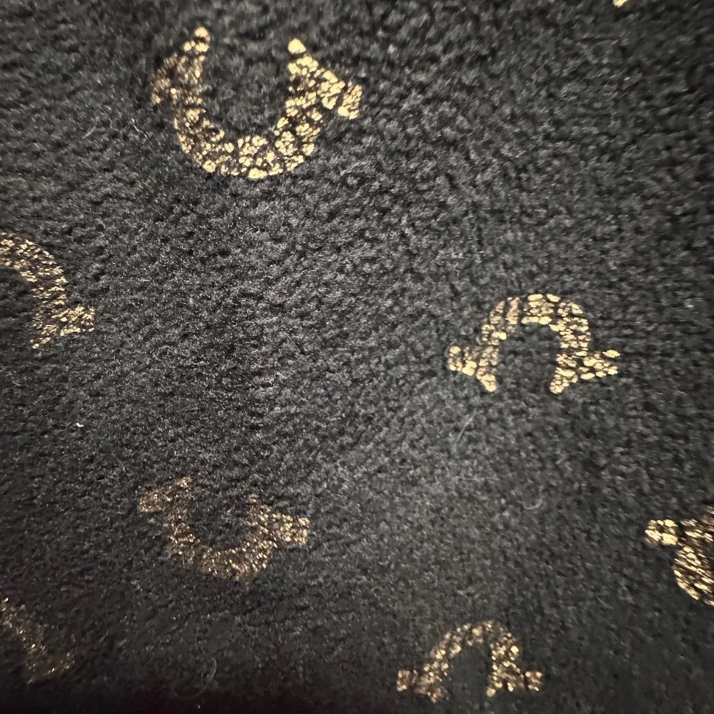 True Religion Black Joggers fleece pajamas with Gold Pattern size large